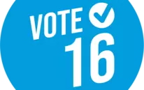 Das Logo des Volksbegehrens Vote 16.
