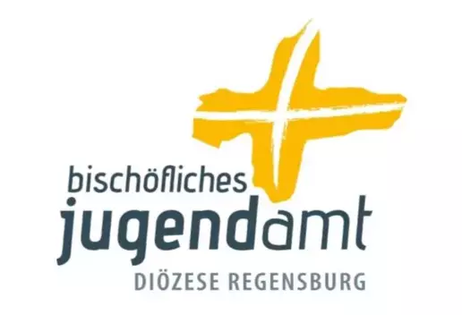 Das bischöfliche Jugendamt firmiert unter dem Logo eines gelben, geschwungenen Kreuzes.